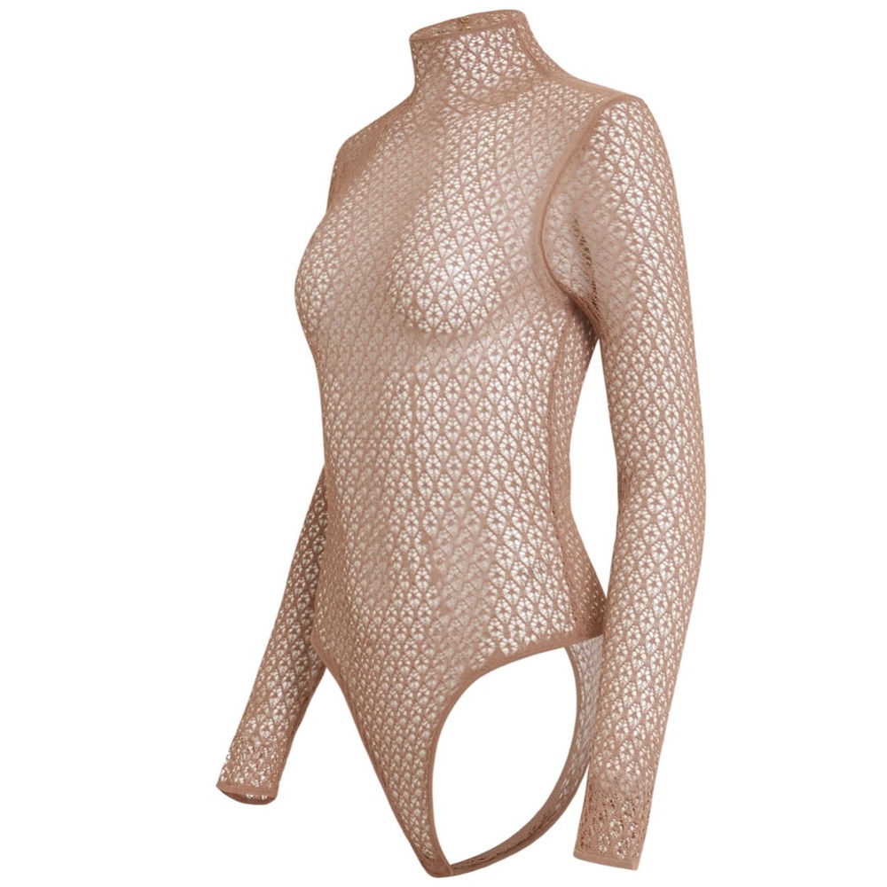 Khaite Fena Diamond-lace Bodysuit In Almond - XS - NWT - Picture 2 of 6